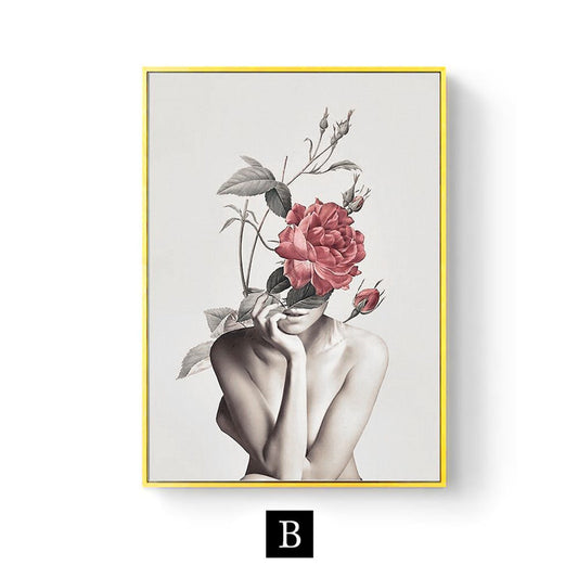 Modern Living Room Home Decor Painting Abstract Floral Character Art Canvas