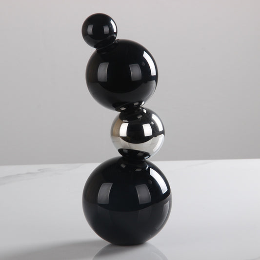 Industrial Stacked Crystal Ball Sculpture