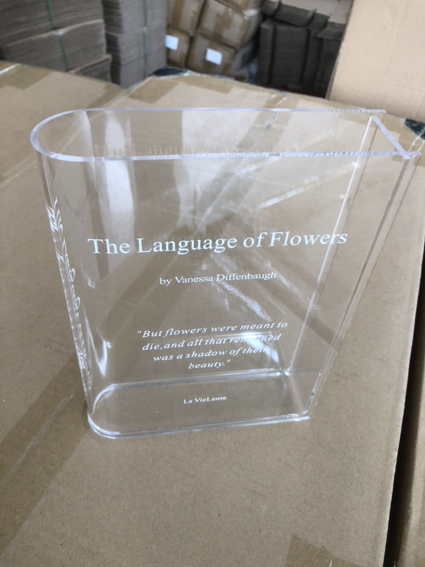 Clear Glass Book Shaped Flower Vase