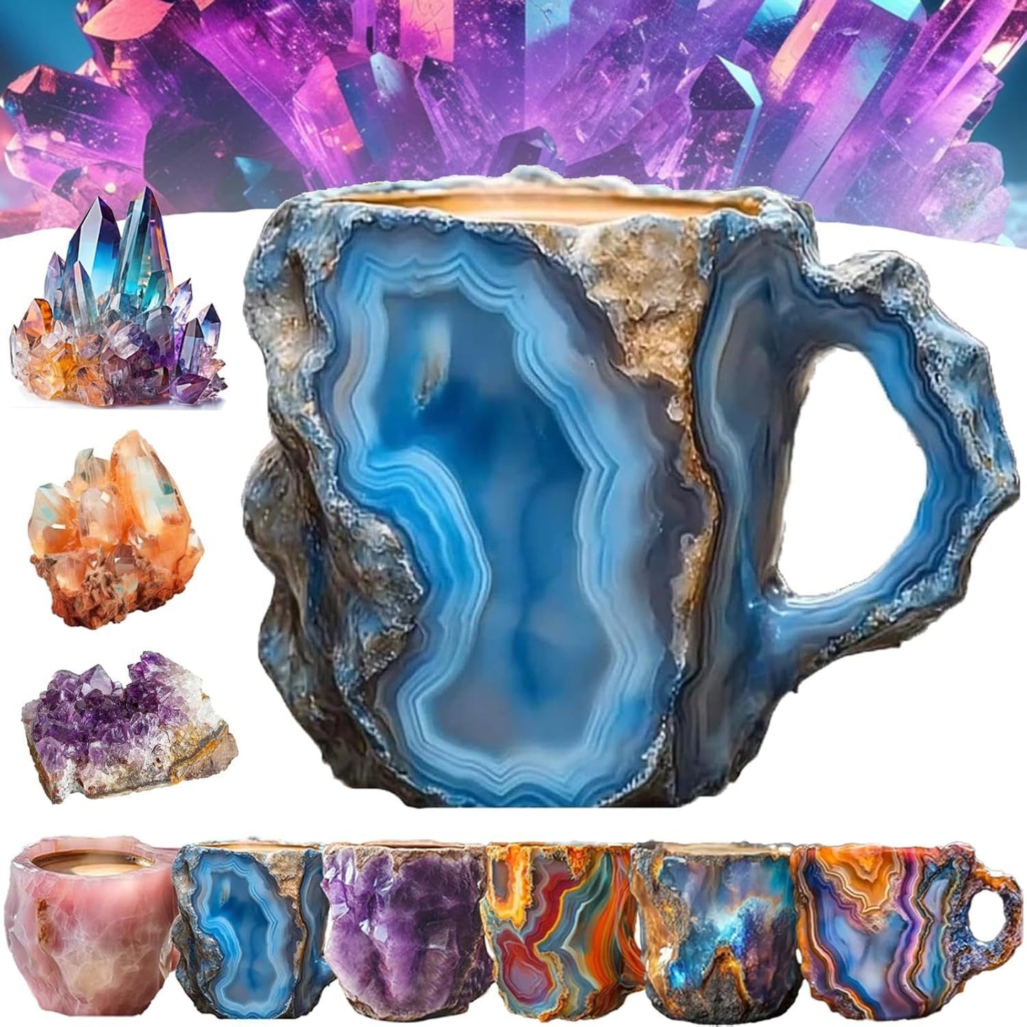 Resin Mineral Crystal Coffee Mugs with Handle