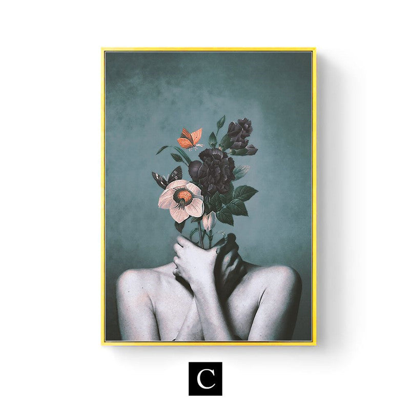 Modern Living Room Home Decor Painting Abstract Floral Character Art Canvas
