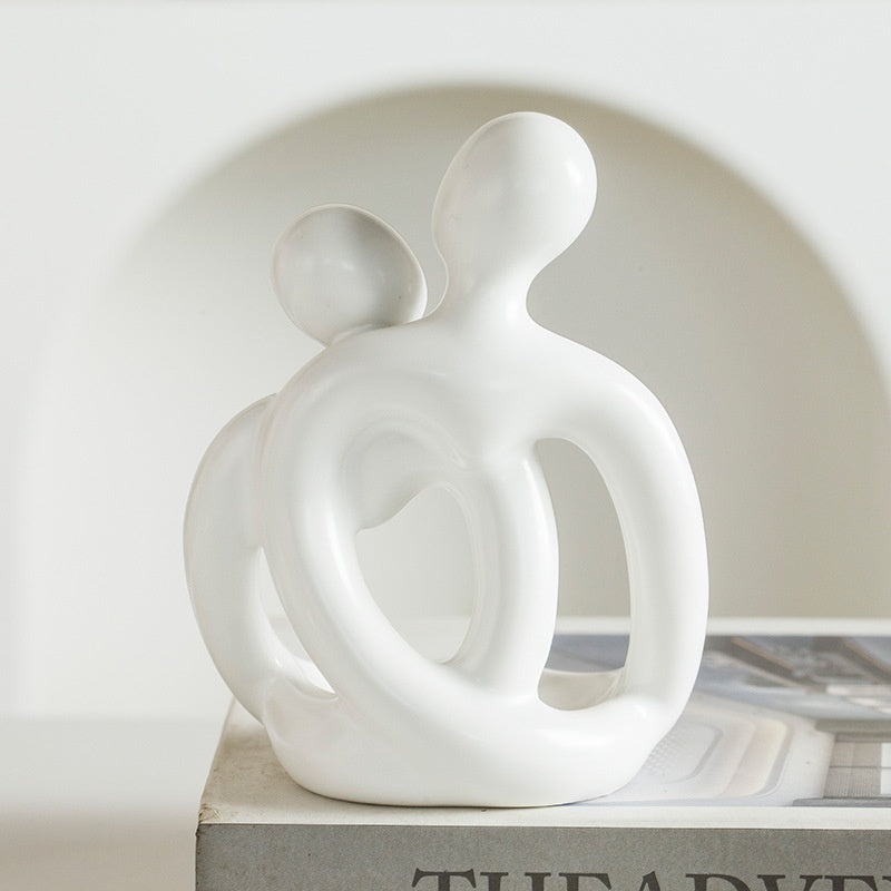 Modern Ceramic Candlestick - Couple Holding Each Other