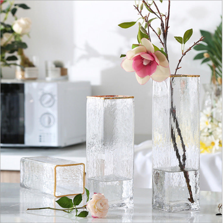 Transparent Gold-painted Glass Vases Flower Home Decor